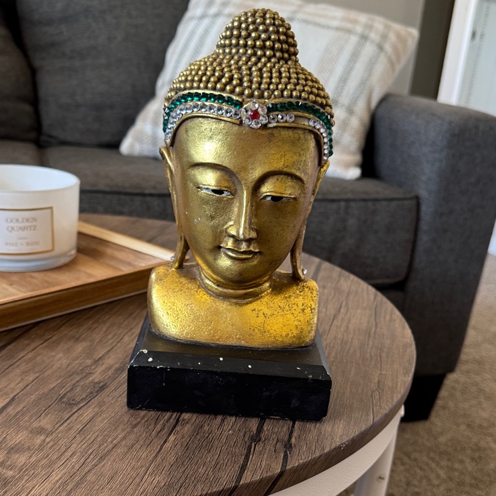 Gold Buddha Head Sculpture
